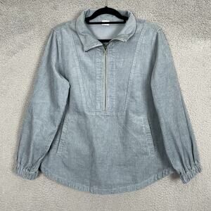 Poetry Corduroy Half Zip Pullover Womens 8 Blue Casual Lightweight Jacket